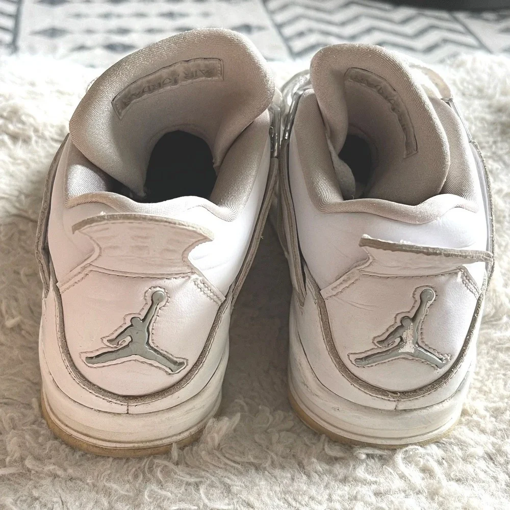 Jordan 4 Retro Pure Money White Metallic Silver 308497-100 Mens Basketball Shoes